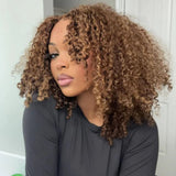 【Flash Sale】4x4 Transparent Lace Front Pre-plucked Hairline 250% Density Highlight Color Bob Wig -  Curly