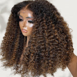 【Flash Sale】4x4 Transparent Lace Front Pre-plucked Hairline 250% Density Highlight Color Wig - Bouncy Curly