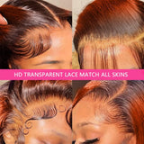 【Flash Sale】Swiss Lace 250% Pre-plucked 13x6 Hide Lace+ Hide Knots  Lace Wig - Ginger Orange Colored Body Wave