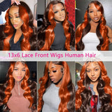 【Flash Sale】Swiss Lace 250% Pre-plucked 13x6 Hide Lace+ Hide Knots  Lace Wig - Ginger Orange Colored Body Wave