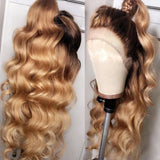 【Flash Sale】Swiss Lace 250% Pre-plucked 13x6 Hide Lace+ Hide Knots  Lace Wig -  Omber Honey Blonde Body Wave