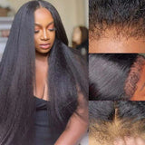 【Flash Sale】Swiss Lace 250% Pre-plucked Hide Lace+ Hide Knots Lace Wig -  Yaki Straight