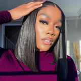 【FLASH SALE】WHOLE LACE NO MESH TRANSPARENT LACE HUMAN HAIR WIG WITH Invisible Strap - Straight Bob