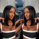 【FLASH SALE】WHOLE LACE NO MESH TRANSPARENT LACE HUMAN HAIR WIG WITH Invisible Strap - Straight Bob
