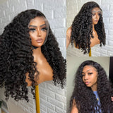 Black voluminous curly full lace hd swiss lace upgraded pre-plucked wig with natural parting burmese curly style
