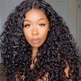 Black voluminous curly hair extension with natural part full coverage in swiss lace upgraded full lace hd swiss wig