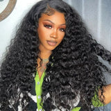 Full lace hd swiss lace upgraded pre-plucked wig with deep wave black voluminous curly hair extension