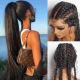 Brown monogram canvas louis vuitton handbag with tan leather straps shown alongside full lace hd swiss lace upgraded light yaki straight wig