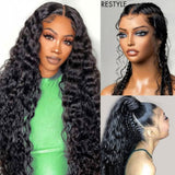 Full lace hd swiss lace upgraded pre-plucked wig with black voluminous body wave and natural parting made of human hair