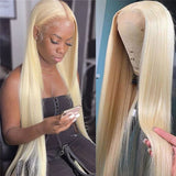 Full Lace HD/TRANSPARENT LACE PRE-PLUCKED 613 Blonde Color HUMAN HAIR WIGS WITH Invisible Strap - STRAIGHT