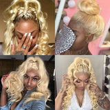 Full Lace HD/TRANSPARENT LACE PRE-PLUCKED 613 Blonde Color HUMAN HAIR WIGS WITH Invisible Strap - BODY WAVE