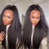 Full Lace HD/TRANSPARENT LACE PRE-PLUCKED HUMAN HAIR WIGS WITH Invisible Strap - KINKY STRAIGHT