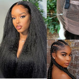 Full Lace HD/TRANSPARENT LACE PRE-PLUCKED HUMAN HAIR WIGS WITH Invisible Strap - KINKY STRAIGHT