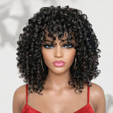 Full Machine Made Human Hair Wig - Spanish Curl with Bang