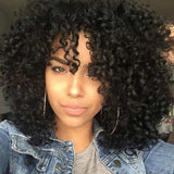 Full Machine Made Human Hair Wig - Spanish Curl with Bang