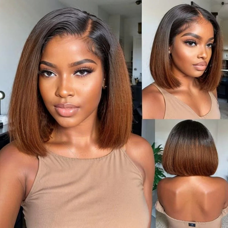 [50% OFF]HALF PRICE ///13x4 Transparent Lace Ombre Color Bob Wig - Straight Bob