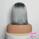 Grey 13×4/13×6 Transparent Lace Front Silver Color(613) Short Bob Wig - Straight