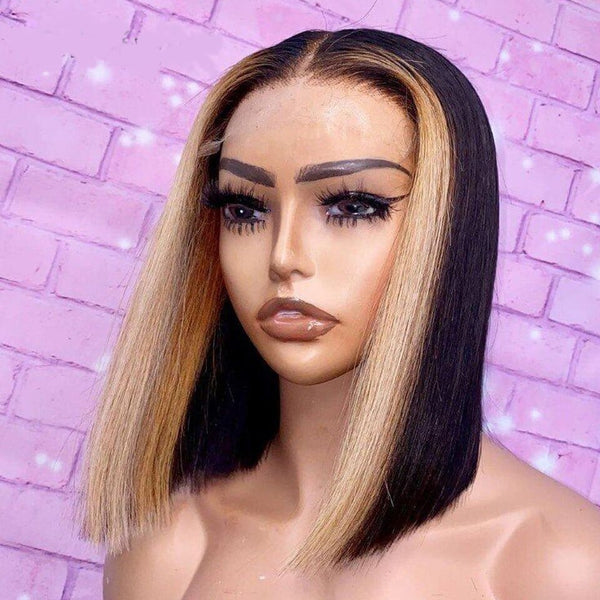 Half Price /// Highlight Blonde Short Bob Lace Front Wig