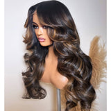 HD Lace 13x6 Fitted Cap Ear Tap Highlight Color Wig - Body Wave Wavy