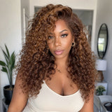 HD Lace 13x6 Fitted Cap Ear Tap Highlight Color Wig - Bouncy Curl