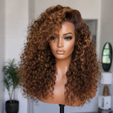 HD Lace 13x6 Fitted Cap Ear Tap Highlight Color Wig - Bouncy Curl