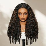 HD Lace 13x6 Fitted Cap Ear Tap Highlight Color Wig - Burmese Curly with Spiral Curl Ends