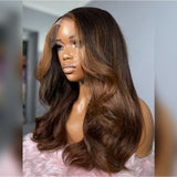 HD Lace 13x6 Fitted Cap Ear Tap Highlight Color Wig - Wavy