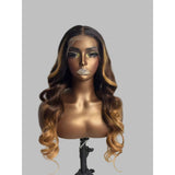 HD Lace 13x6 Fitted Cap Ear Tap Highlight Ombre Color Wig - Body Wave Wavy