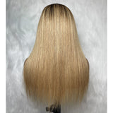 HD Lace 13x6 Fitted Cap Ear Tap Ombre Color Wig - Straight