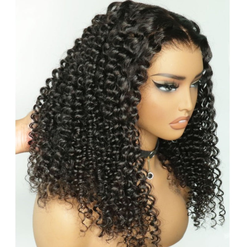 "370 Fitted Cap" HD LACE FRONT WIG WITH Invisible Strap - Kinky Curly