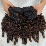 High Quality Virgin Human Hair Bundles Brown Color - Burmese Curly with Sperial Curl Ends