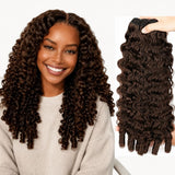 High Quality Virgin Human Hair Bundles Brown Color - Burmese Curly with Sperial Curl Ends