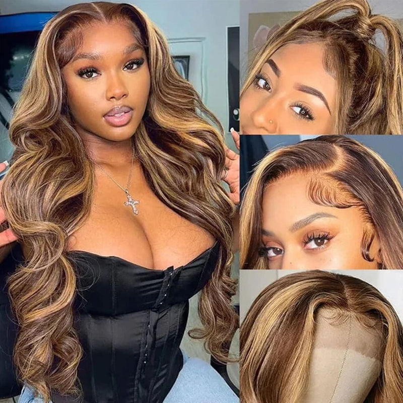 Highlight Body Wave 13x4 Hd Lace Front Human Hair Wigs Honey Blonde 13x6 body Wave Lace Frontal Wig for Women