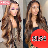 Half Price /// 360 HD Swis Lace Upgraded Hairline Highlight Color Wig with Transparent Drawstring - Body Wave