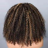 【3 IN 1 Half Wig】 Flip Over Half Wig with Drawcord Wear & Go Glueless Highlight Wig - Kinky Curly
