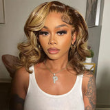 "3D DOME CAP" 9x6 HD Lace Upgraded Hairline C-shape Ear Blonde Highlight Glueless Wig with Drawstring - Body Wavy