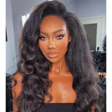 【3 IN 1 Half Wig】 Flip Over Half Wig with Drawstring Wear & Go Glueless Wig - Kinky Straight