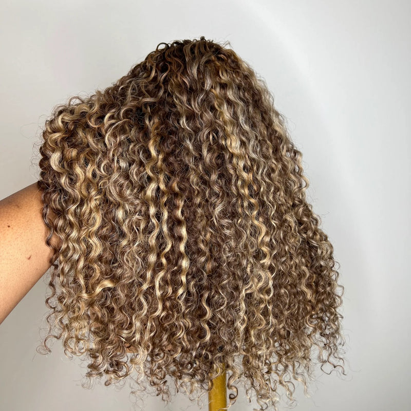 BYE~BYE~KNOTS HD SWISS LACE 5X5 CLOSURE LACE HIGHLIGHT WIG - Deep Curly