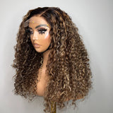 BYE~BYE~KNOTS HD SWISS LACE 5X5 CLOSURE LACE HIGHLIGHT WIG - Deep Curly