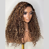 BYE~BYE~KNOTS HD SWISS LACE 5X5 CLOSURE LACE HIGHLIGHT WIG - Deep Curly