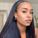 Black joyce headband silk wig with smooth texture and subtle sheen is a wig beginner friendly option