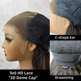 【Crazy】"3D DOME CAP" 9x6 HD  Lace Upgraded Hairline C-shape Ear Glueless Wig with Drawcord - Bouncy Loose Wave