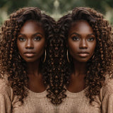 "3D DOME CAP" 9x6 HD  Lace Upgraded C-shape Ear Brown Color Glueless Wig with Drawcord - Spanish Bouncy Curl
