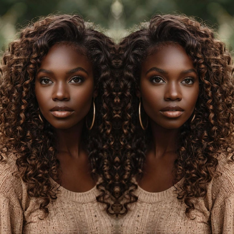 "3D DOME CAP" 9x6 HD  Lace Upgraded C-shape Ear Brown Color Glueless Wig with Drawcord - Spanish Bouncy Curl