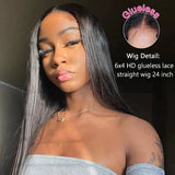 Keysha HD Swiss Lace 6x4 Precut Lace Closure Silk Straight Wig