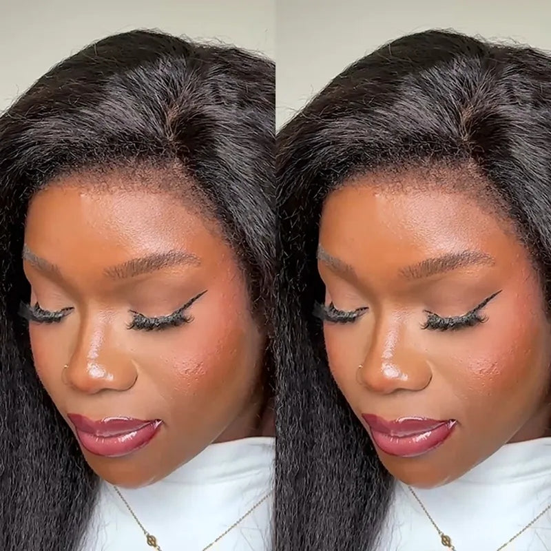Bye~Bye~KNOTS HD Lace 13x4 Full Frontal Pre-plucked Hairline Wig - Kinky Straight with New Born Edge