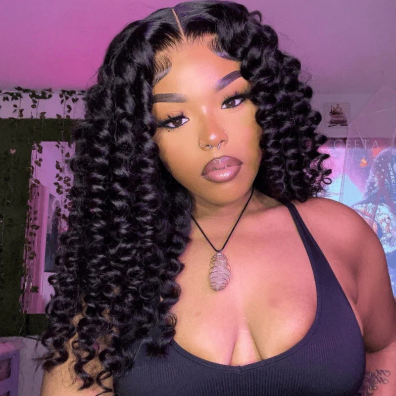 【Crazy】9x6 HD  Lace Upgraded Hairline C-shape Ear Glueless Wig with Drawcord - Bouncy Loose Wave