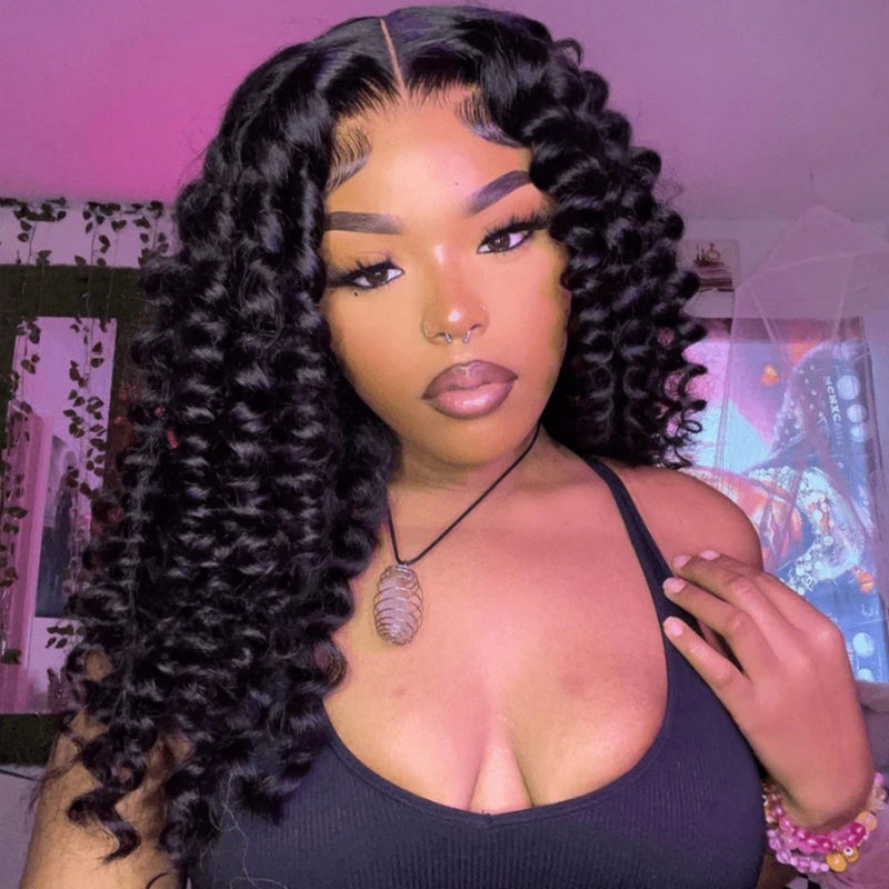 【Crazy】9x6 HD  Lace Upgraded Hairline C-shape Ear Glueless Wig with Drawcord - Bouncy Loose Wave