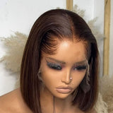 "LAGOS" M-Shaped HAIRLINE 13x4/13X6 HD Lace Front #2 Brown Color Wig - Straight BOB