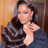 "LAGOS" M-Shaped HAIRLINE 13x6 HD  Lace Front Dark Brown Color Wig - Body Wave